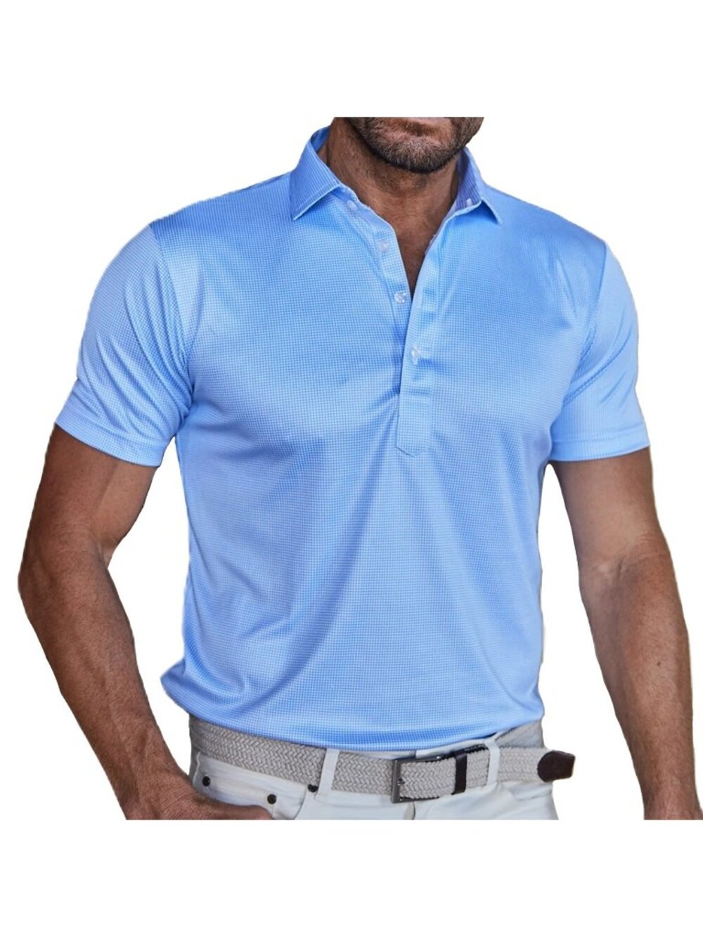 Collars & Co Semi Spread Collar Polo Shirt 2XL Relaxed Blue Houndstooth NWT
